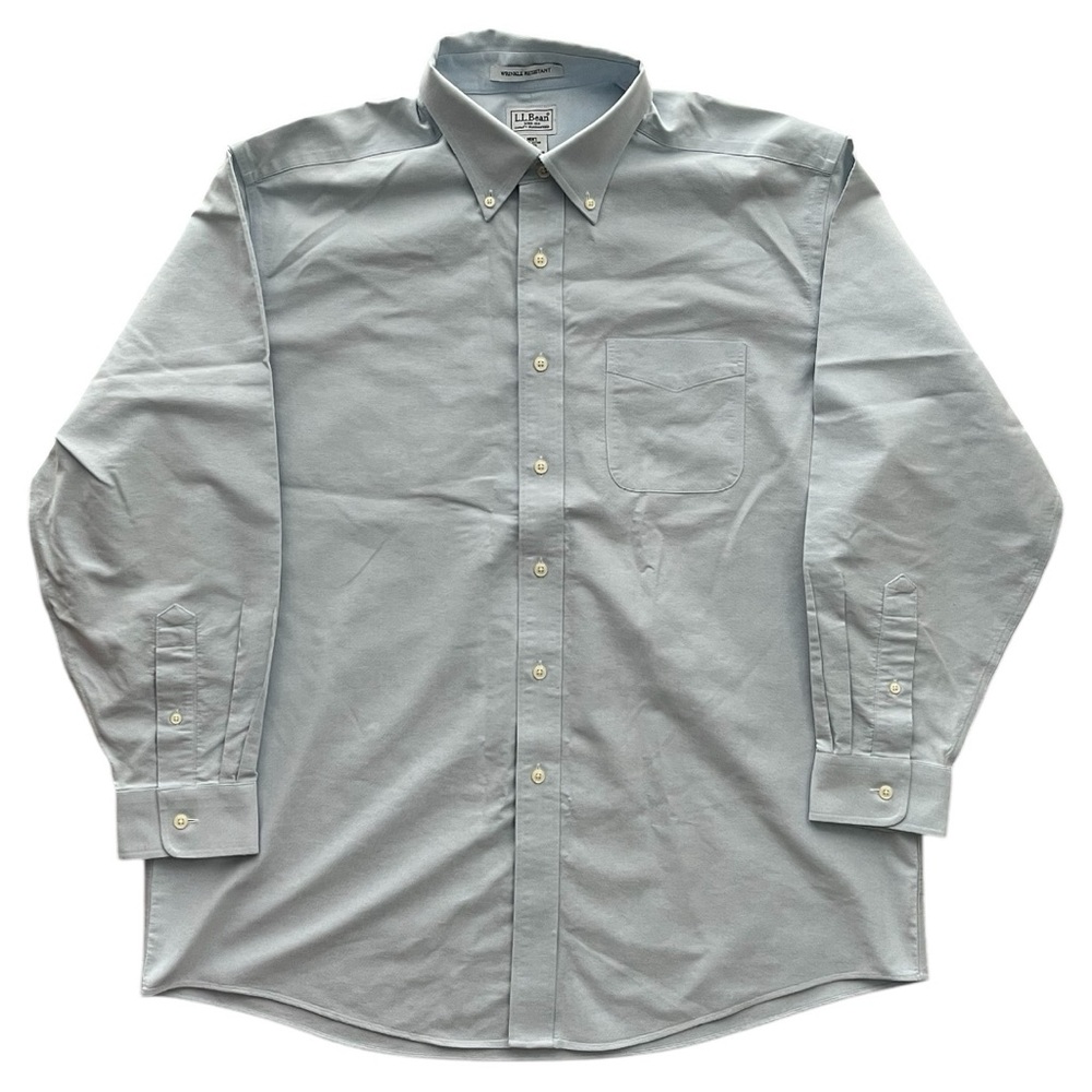 L. L. Bean Men's Button Up 17-33 Cotton Wrinkle Resistant 0VV74 Blue